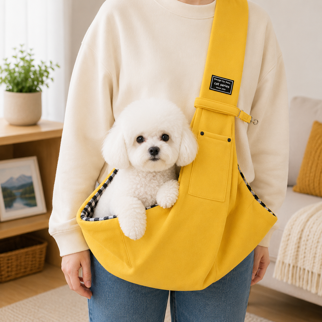 Dog Sling Carrier, Padded Strap, Fits Pets Up to 11 lbs